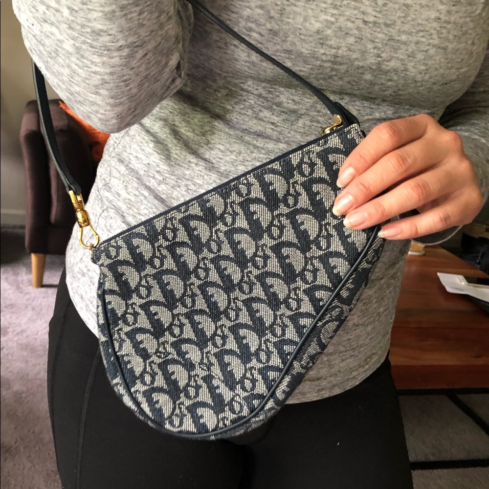 Vintage blue jean saddle bag small